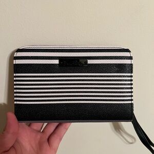 Vera Bradley Black and White Striped Wristlet